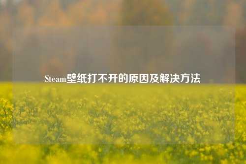 Steam壁纸打不开的原因及解决     