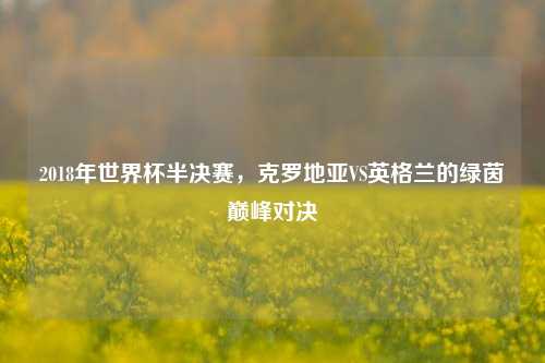 2018年世界杯半决赛，克罗地亚VS英格兰的绿茵巅峰对决
