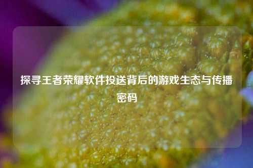 探寻王者荣耀软件投送背后的游戏生态与传播密码