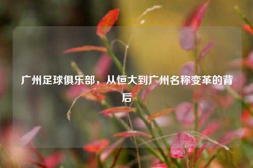 广州足球俱乐部，从恒大到广州名称变革的背后