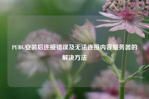 PUBG安装后连接错误及无法连接内容服务器的解决方法