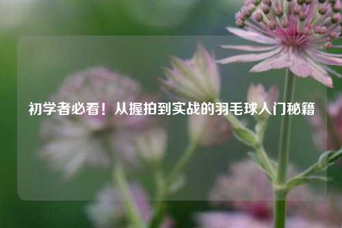 初学者必看！从握拍到实战的羽毛球入门秘籍